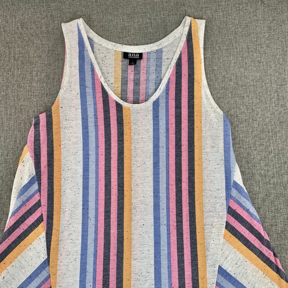 a.n.a. A Approach Striped Top Medium Shark Bite Scoop Neck Sleeveless Soft Flowy - Picture 8 of 13